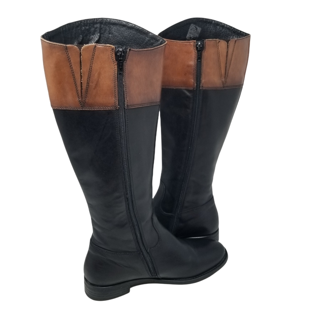 Aldo Leather Brown Black Block Riding Boots - Picture 8 of 14